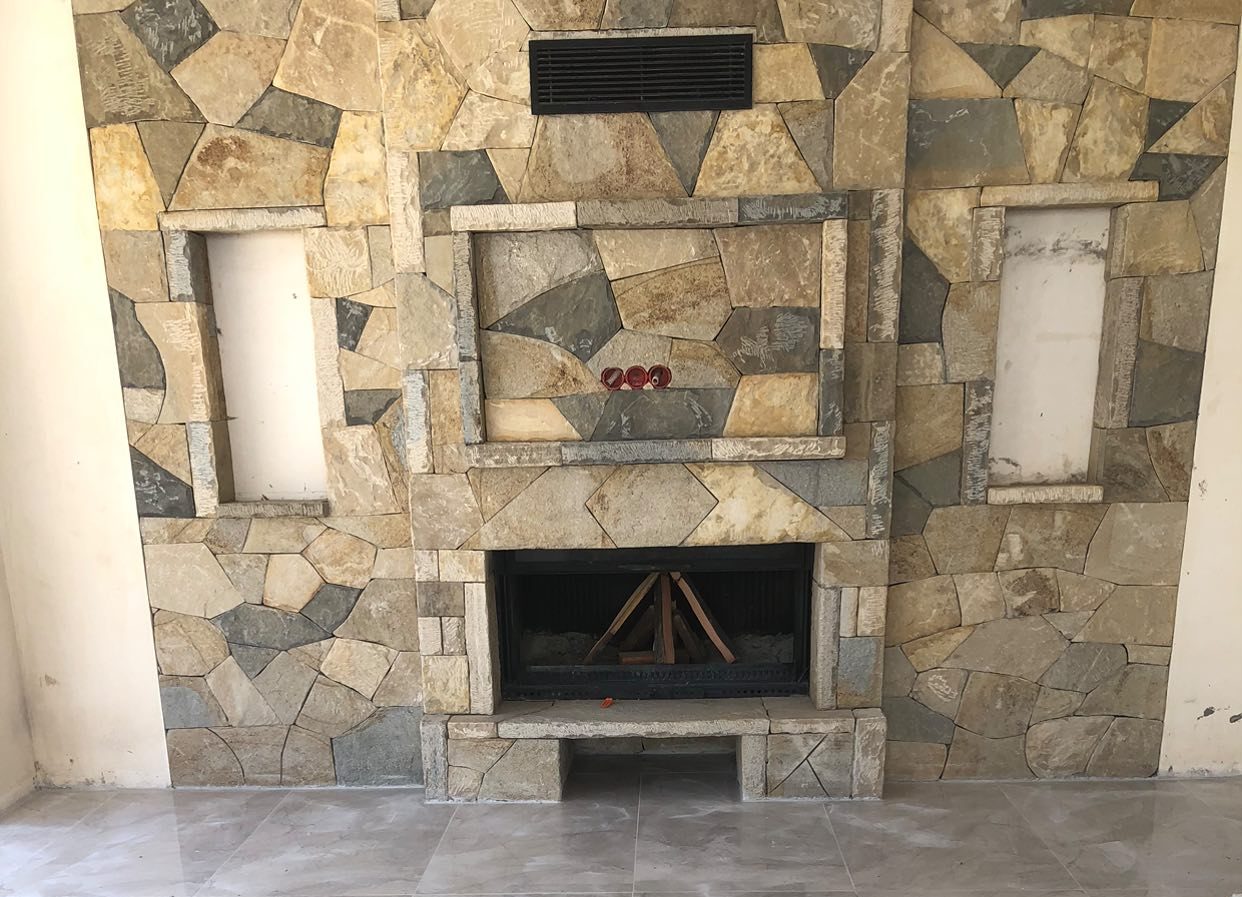 Manavgat taşı şömine kaplaması örneği